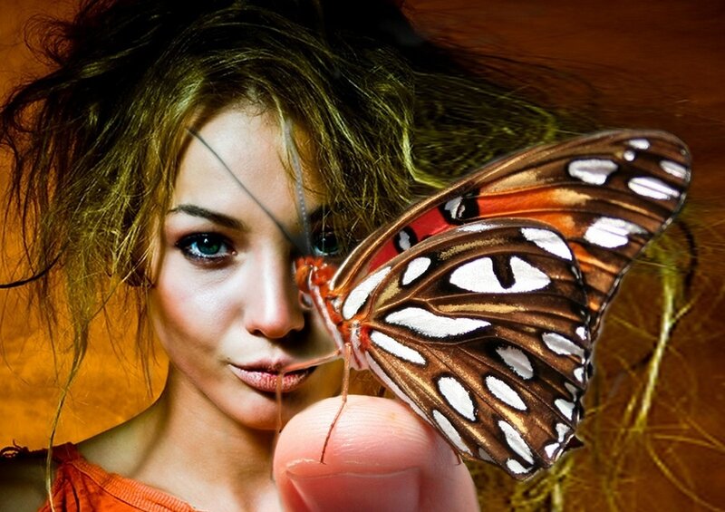 Woman with Butterfly — Brown
