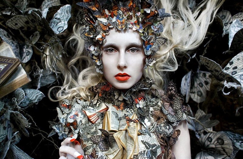 Woman with Butterfly Crown — Black, Dramatic