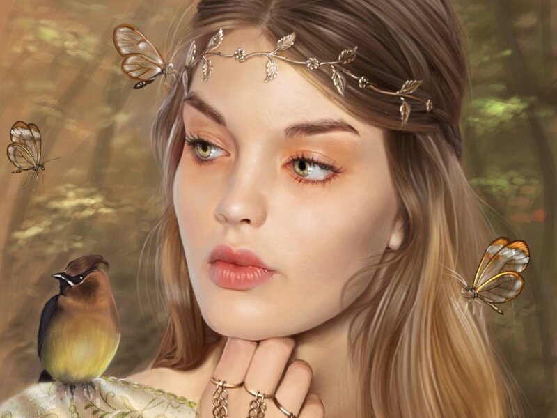 Woman with Butterfly Crown — Brown