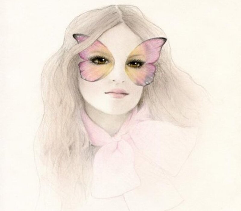 Woman with Butterfly Eyes — White