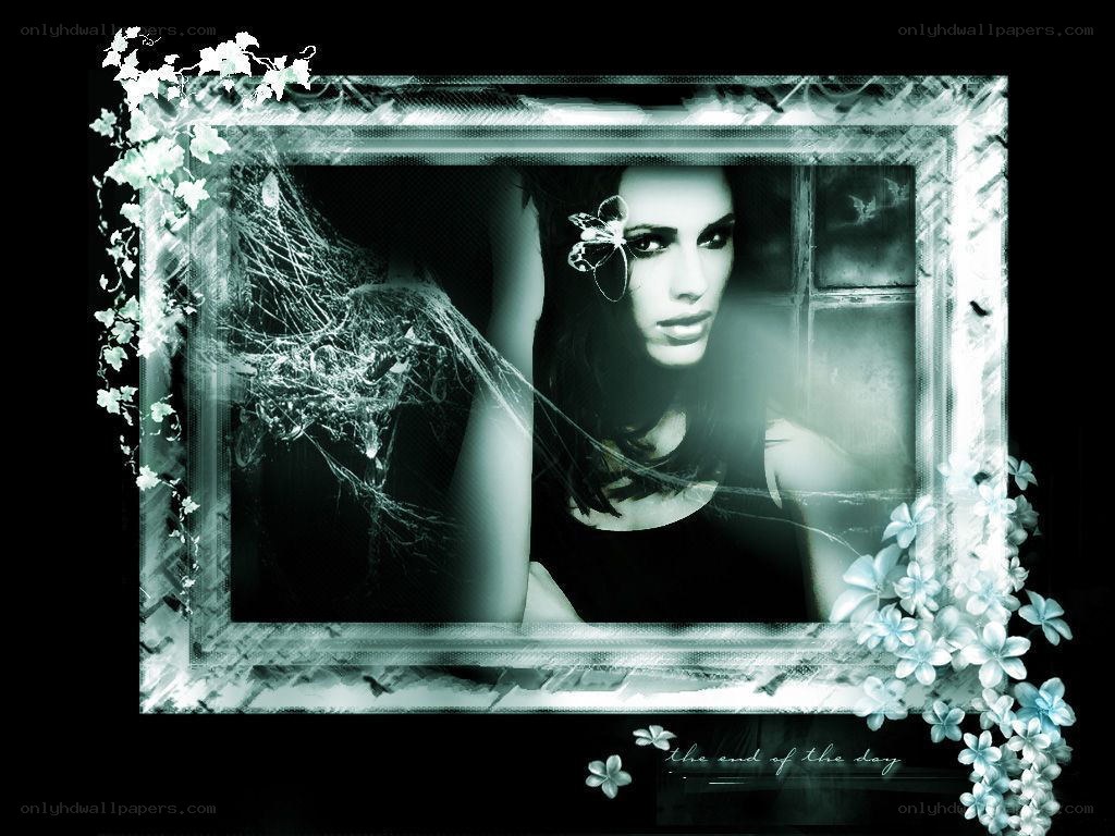 woman with butterfly frame