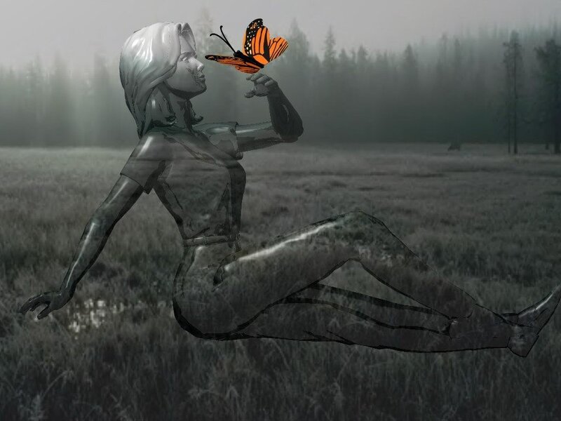 Woman with Butterfly — Gray