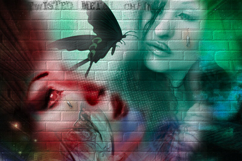 Woman with Butterfly — Green, Dramatic