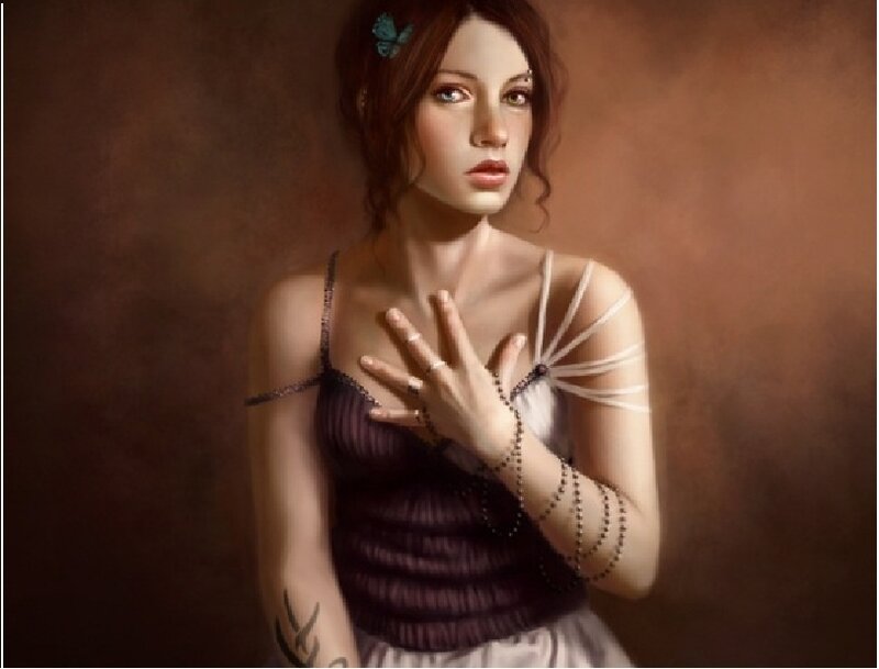 Woman with Butterfly Hairpin