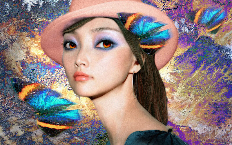 Woman with Butterfly Hat