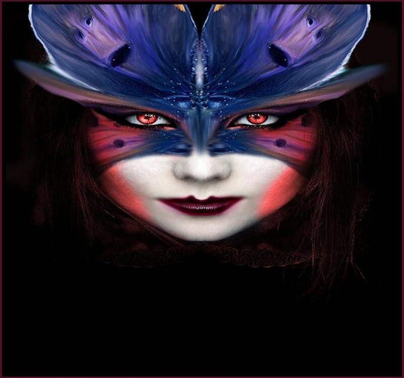 Woman with Butterfly Makeup — Blue