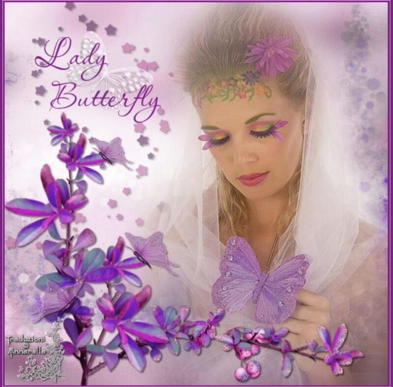 Woman with Butterfly Makeup — Purple
