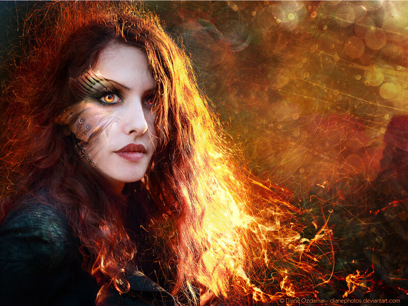 Woman with Butterfly Makeup — Red, Dramatic