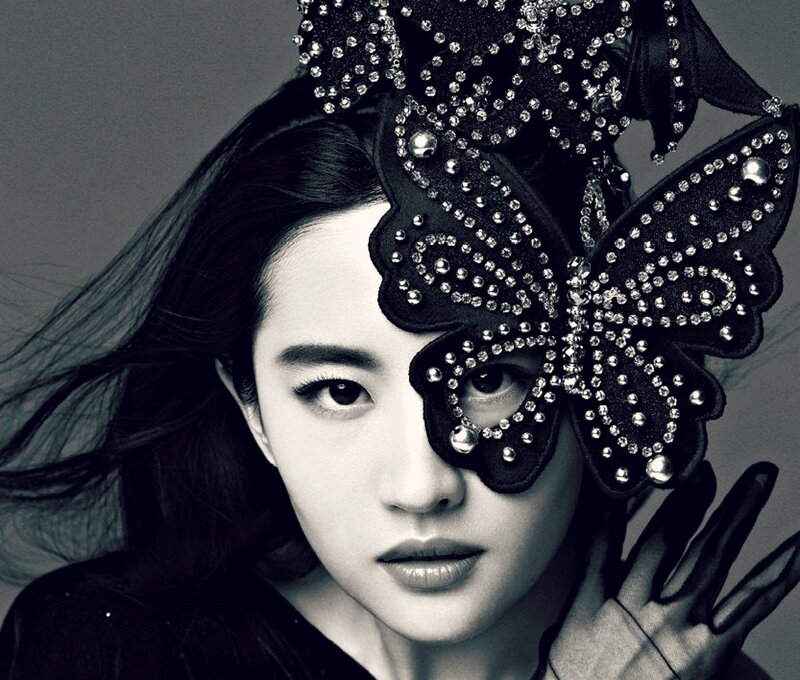 Woman with Butterfly Mask — Black, Dramatic, Photograph