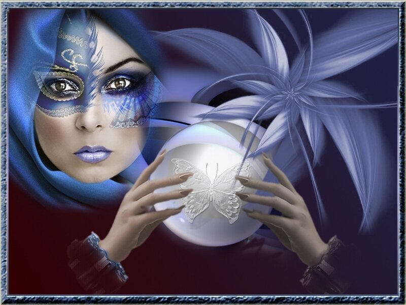 Woman with Butterfly Mask — Blue
