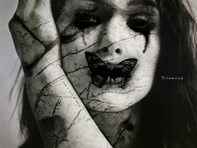 woman with butterfly on face