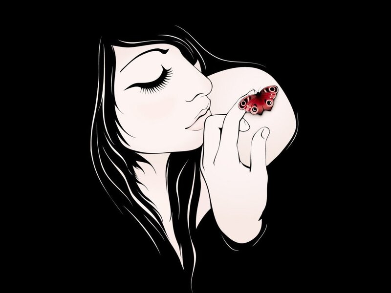 woman with butterfly on hand