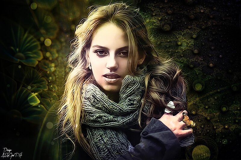 woman with butterfly on hand