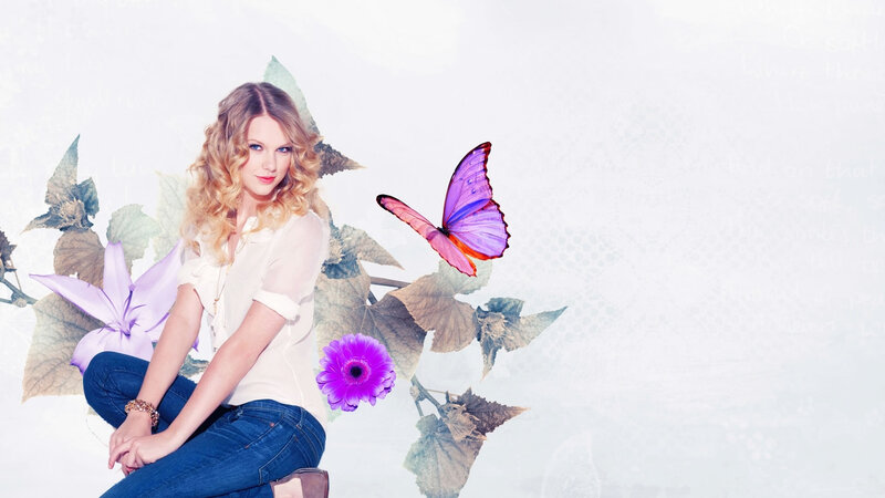 Woman with Butterfly — Purple, Serene, Photograph