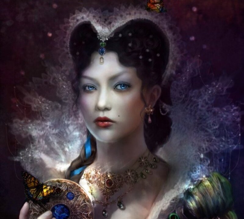 Woman with Butterfly — Purple
