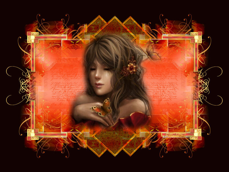 Woman with Butterfly — Red