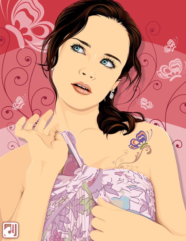 woman with butterfly tattoo