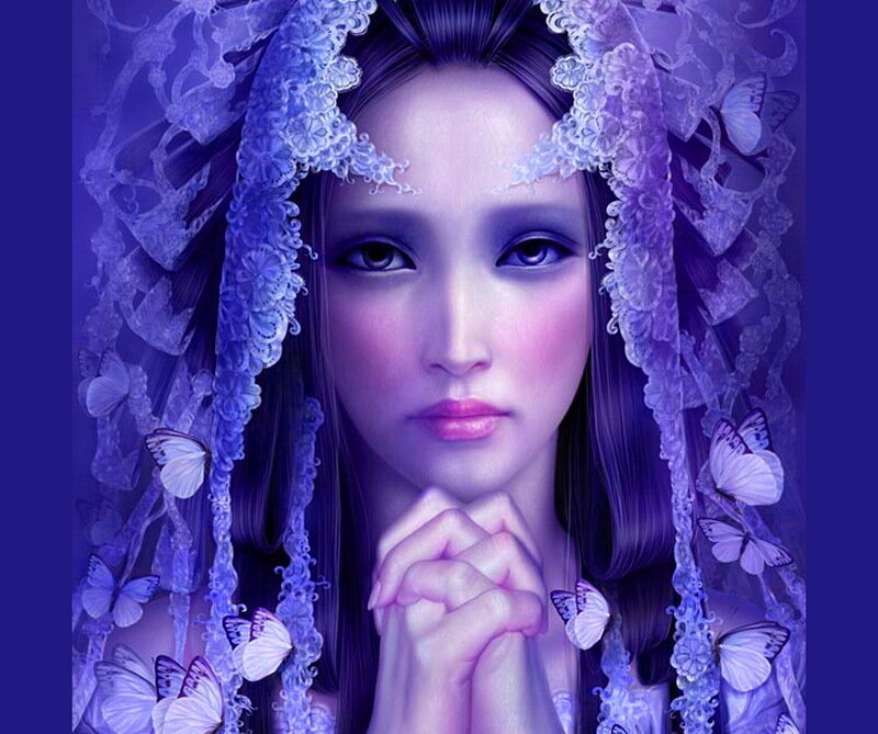 Woman with Butterfly Veil — Purple