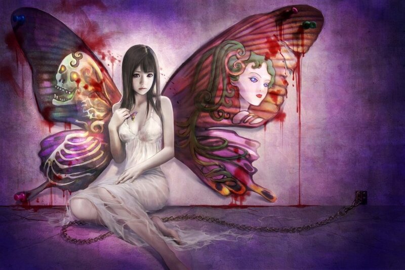 woman with butterfly wings