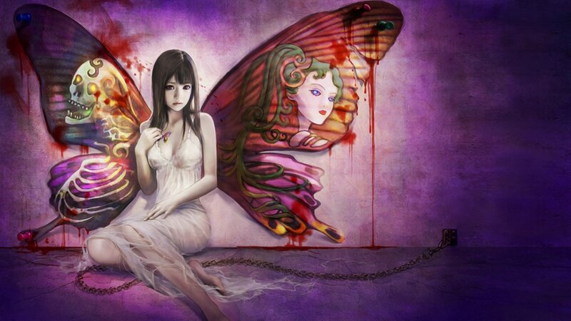 woman with butterfly wings