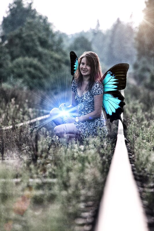 woman with butterfly wings