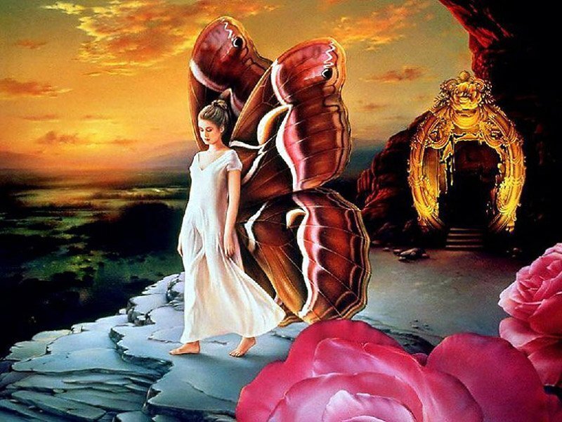 woman with butterfly wings