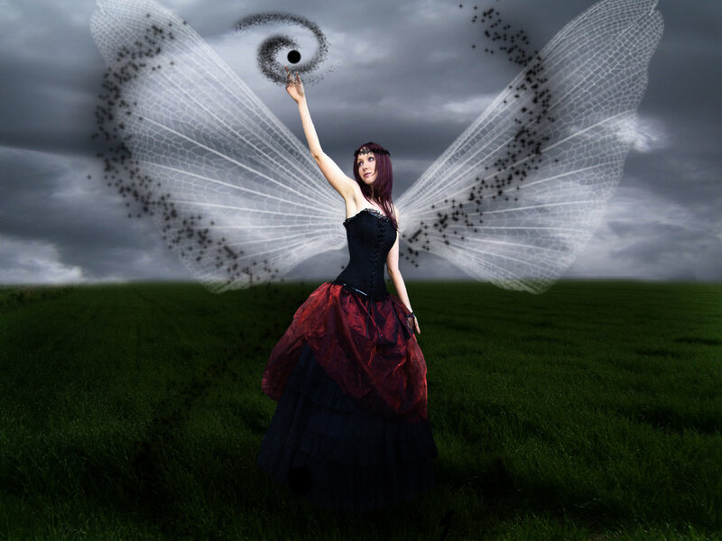 woman with butterfly wings