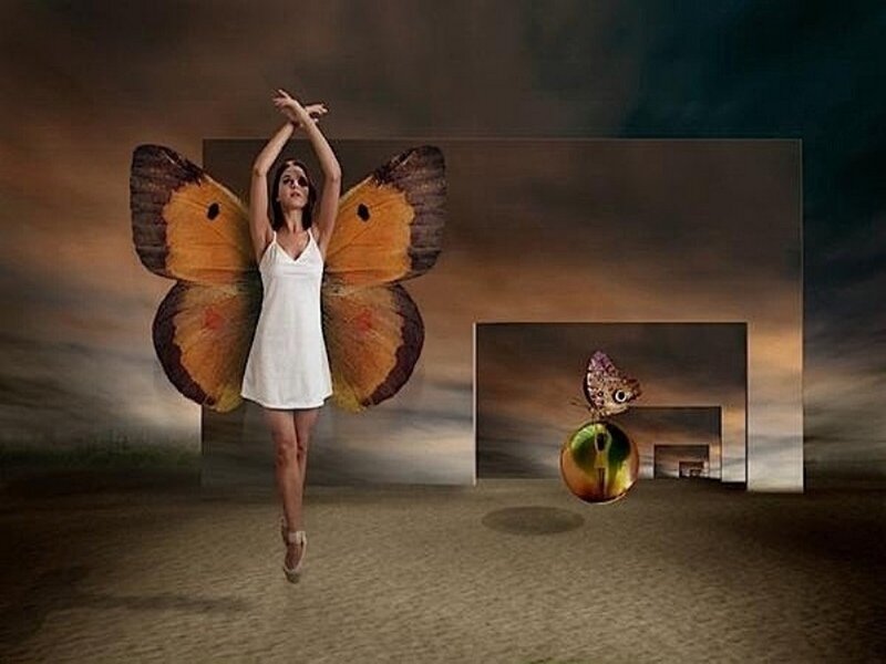 woman with butterfly wings