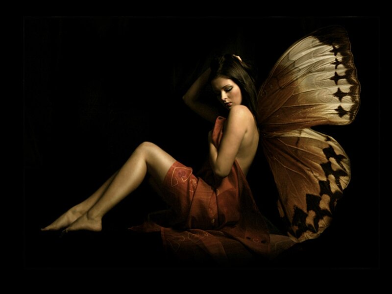woman with butterfly wings