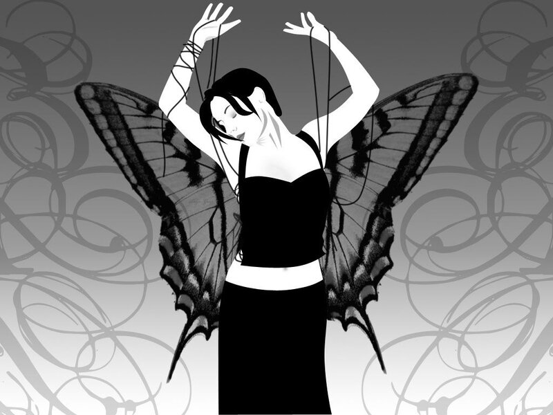woman with butterfly wings