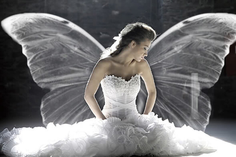 woman with butterfly wings