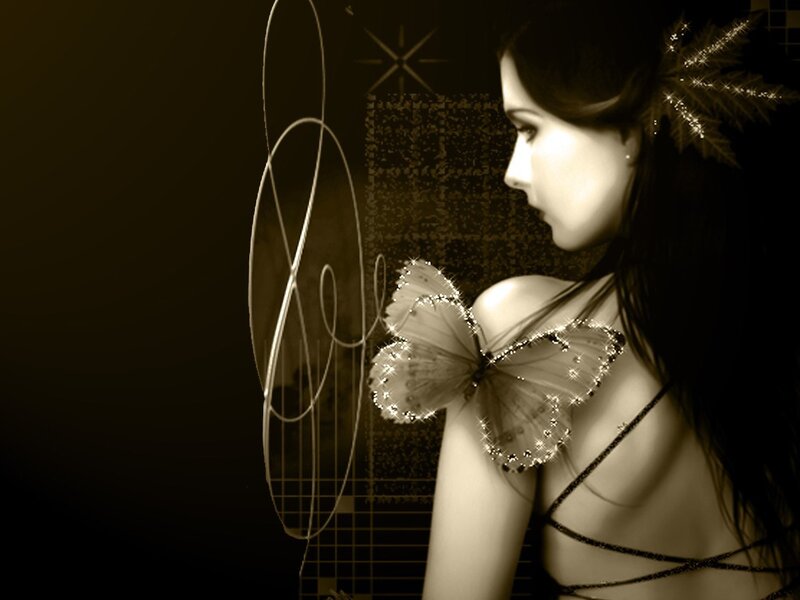 woman with butterfly wings