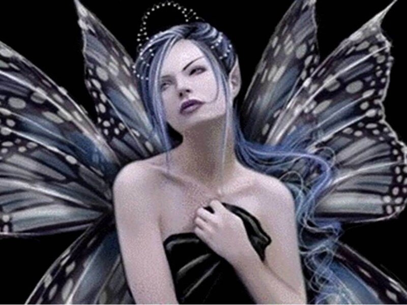 Woman with Butterfly Wings — Black, Dramatic, Digital Art, Hair