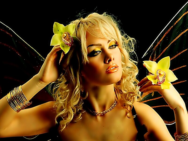 Woman with Butterfly Wings — Black, Dramatic, Photograph
