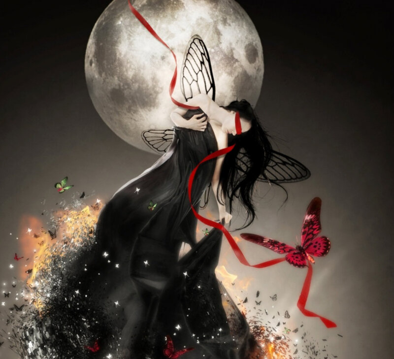 Woman with Butterfly Wings — Black