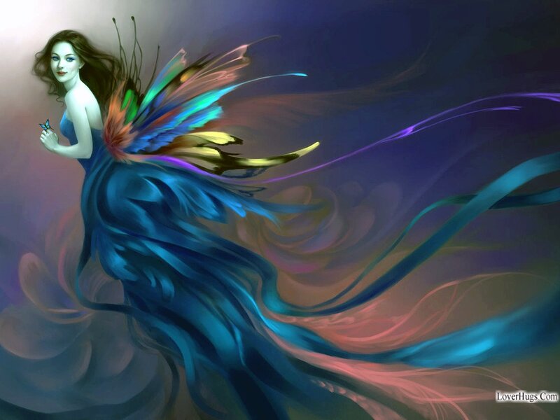 Woman with Butterfly Wings — Blue, Ethereal
