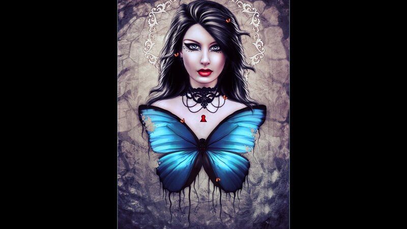 Woman with Butterfly Wings — Blue, Gothic