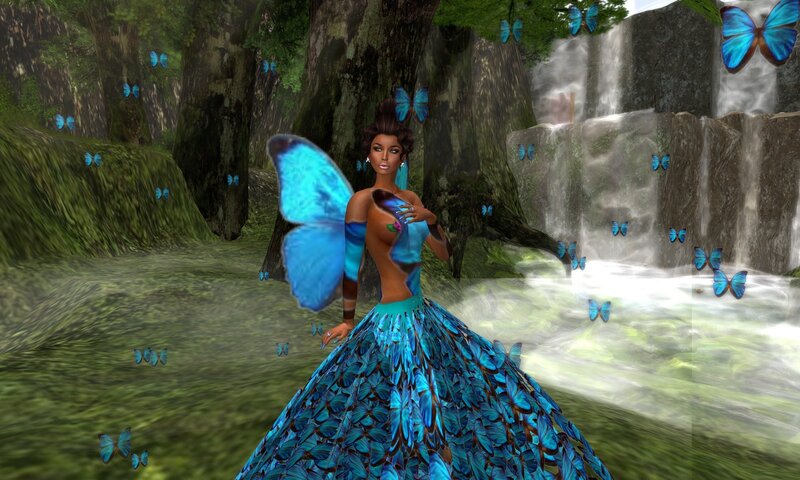 Woman with Butterfly Wings — Blue, Serene, 3d Render