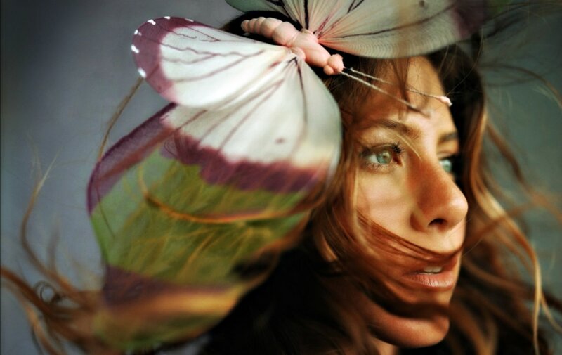 Woman with Butterfly Wings — Brown, Dramatic, Photograph, Butterfly Wings, Hair
