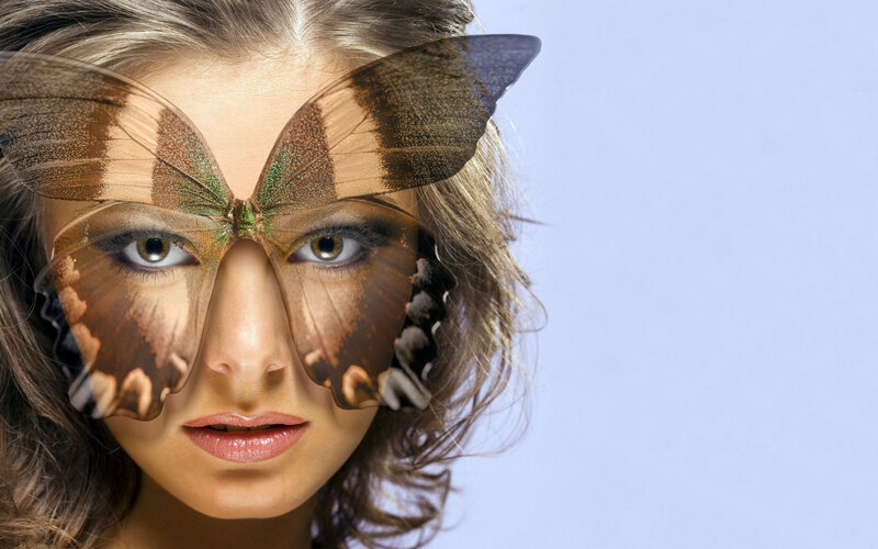 Woman with Butterfly Wings — Brown, Dramatic, Photograph