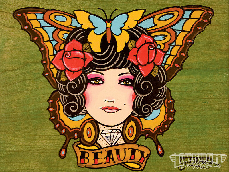 Woman with Butterfly Wings — Green, Vibrant