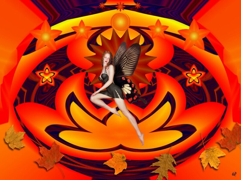 Woman with Butterfly Wings — Orange, Dramatic, Autumn
