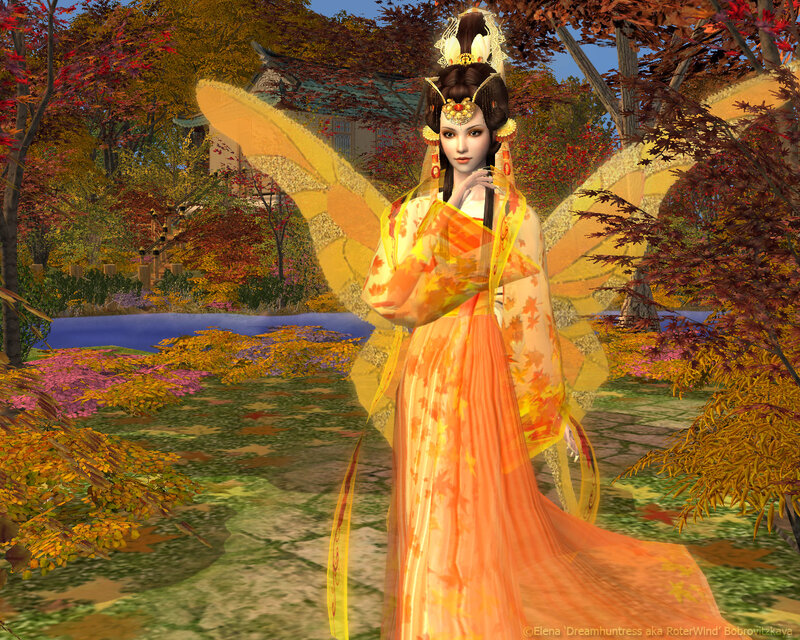 Woman with Butterfly Wings — Orange, Serene