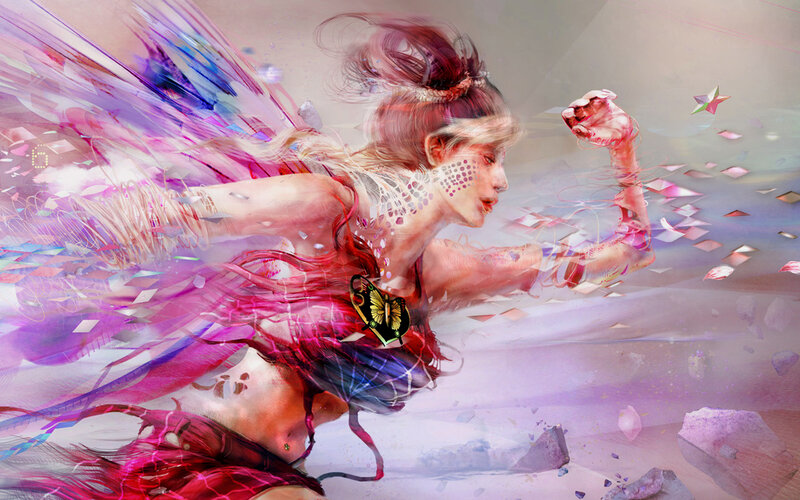 Woman with Butterfly Wings — Pink, Dynamic