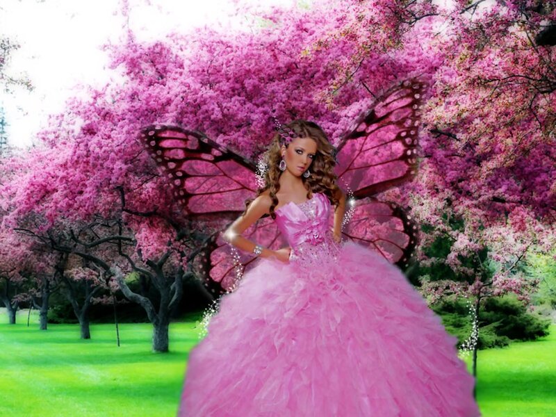 Woman with Butterfly Wings — Pink, Fantastical