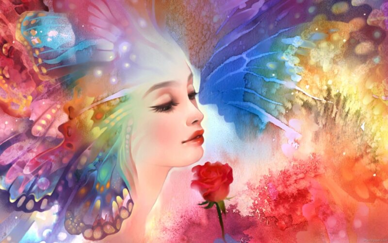 Woman with Butterfly Wings — Pink