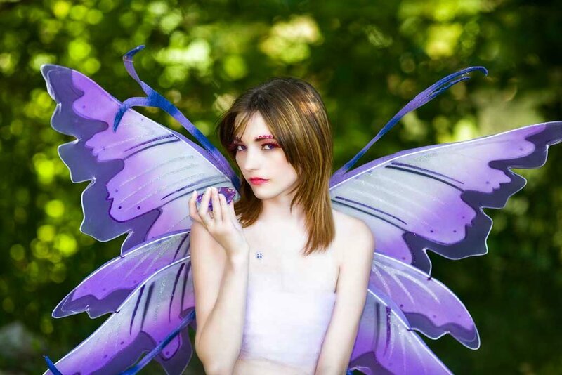 Woman with Butterfly Wings — Purple, Serene, Afternoon