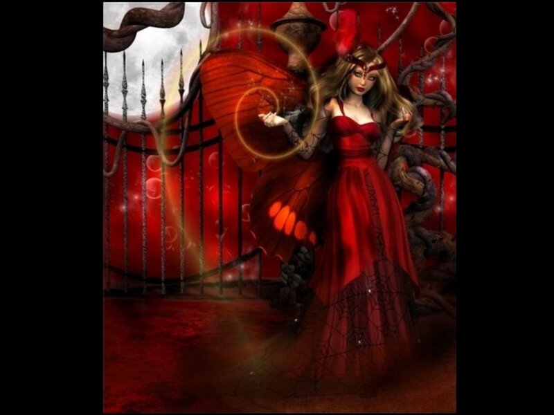 Woman with Butterfly Wings — Red, Dramatic