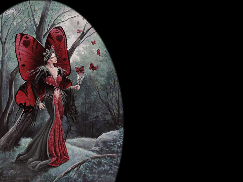 Woman with Butterfly Wings — Red, Mysterious