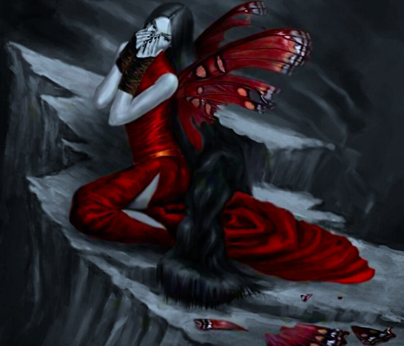 Woman with Butterfly Wings — Red
